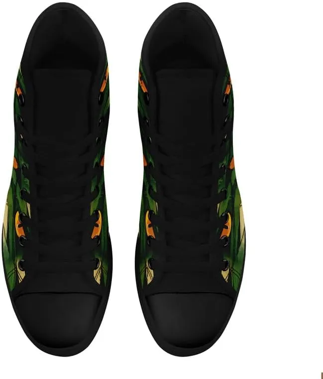 Halloween Pumpkin Hightop Canvas Shoes Men's Women's Holiday Fashion Flat Unisex Sneaker Ghost Skull Trendy Footwear