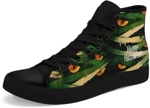 Halloween Pumpkin Hightop Canvas Shoes Men's Women's Holiday Fashion Flat Unisex Sneaker Ghost Skull Trendy Footwear
