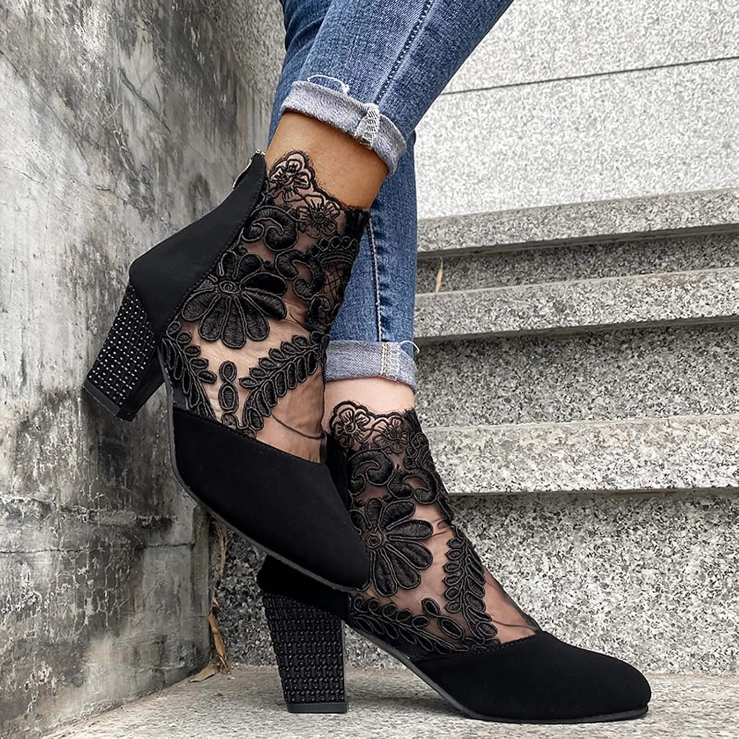 Heel Casual Zipper High Sandals Ethnic Net Flowers Women's Breathable Yarn sandals Women's Wedge Shoes