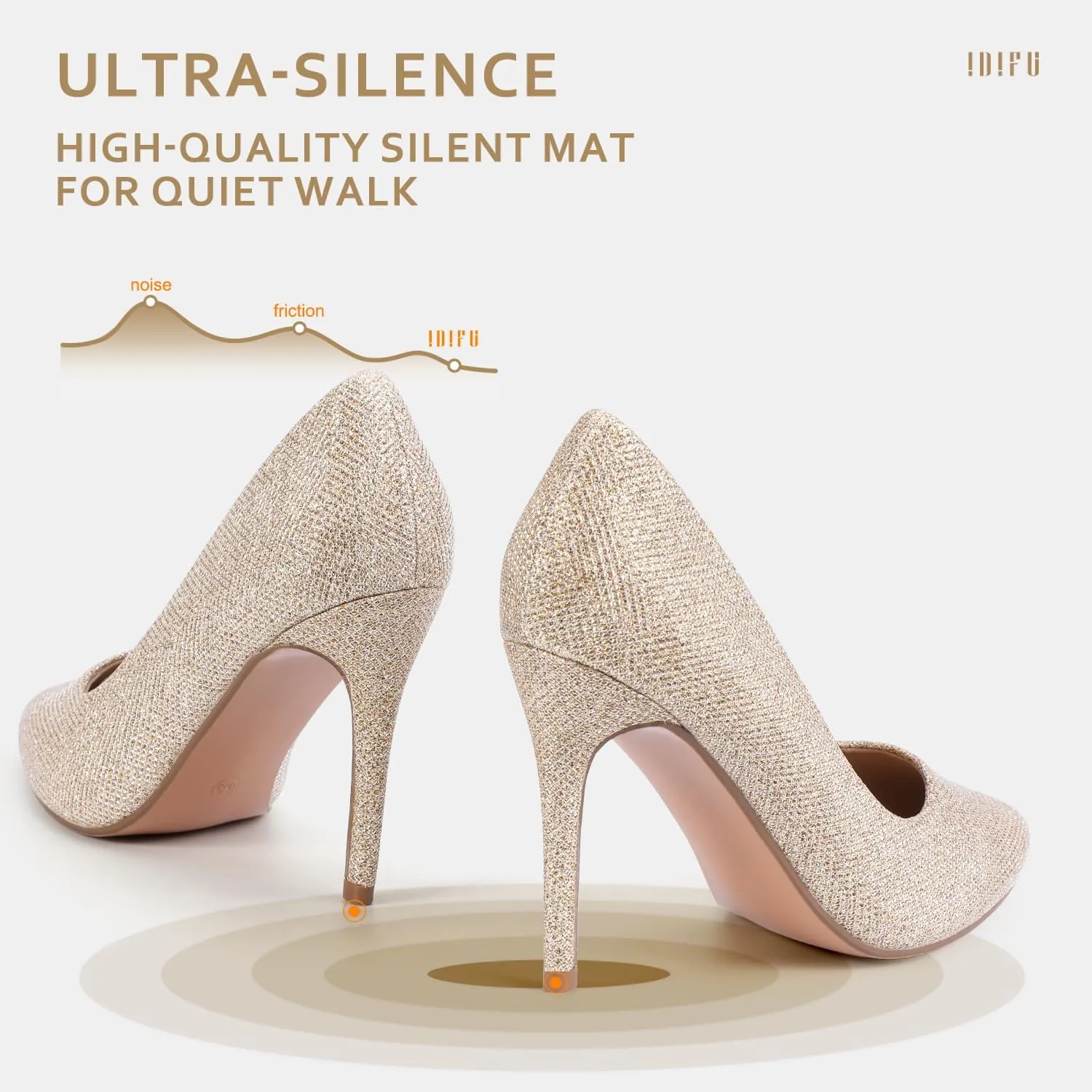 IDIFU Women's IN4 Classic Pointed Toe High Heels Pumps Wedding Dress Office Shoes