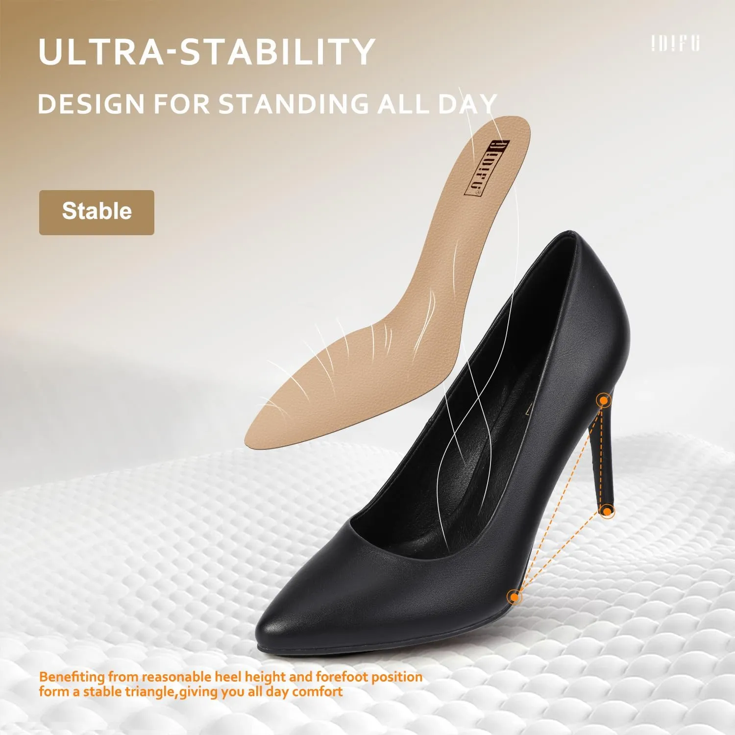IDIFU Women's IN4 Classic Pointed Toe High Heels Pumps Wedding Dress Office Shoes