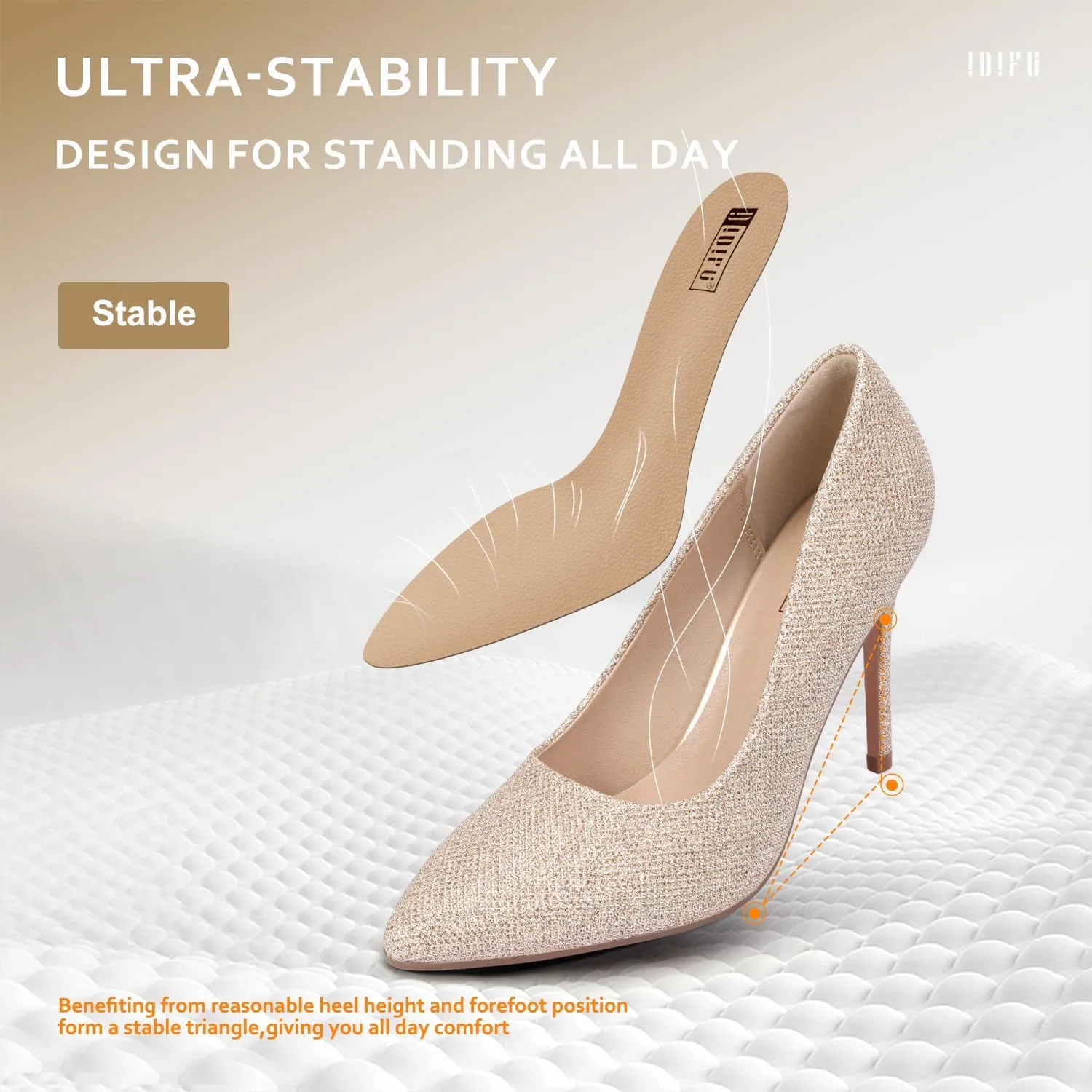 IDIFU Women's IN4 Classic Pointed Toe High Heels Pumps Wedding Dress Office Shoes