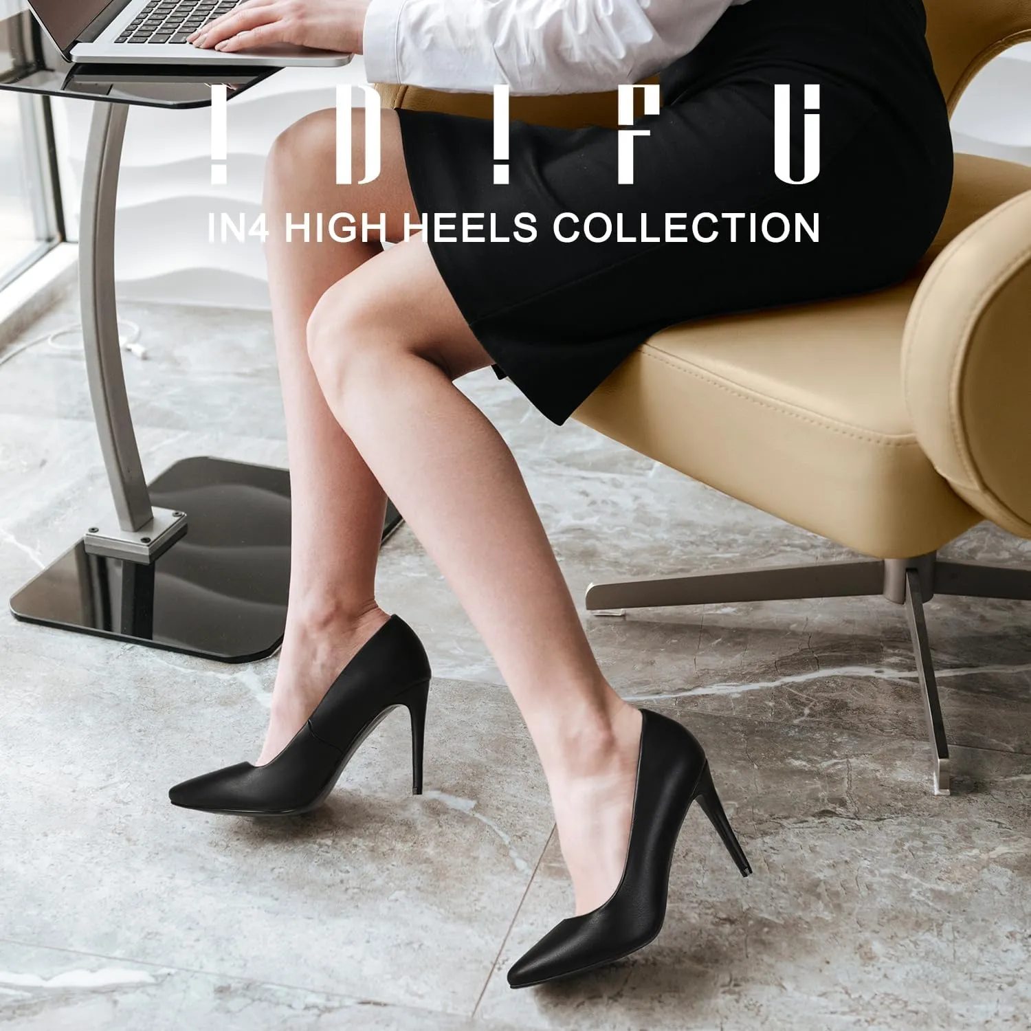 IDIFU Women's IN4 Classic Pointed Toe High Heels Pumps Wedding Dress Office Shoes