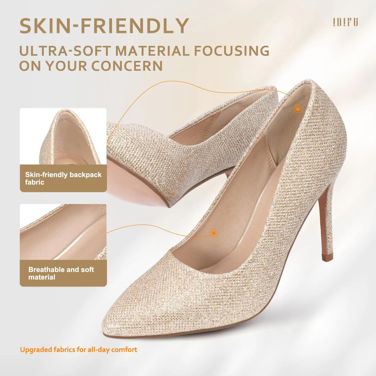 IDIFU Women's IN4 Classic Pointed Toe High Heels Pumps Wedding Dress Office Shoes