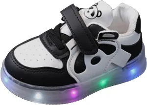 Infant Baby Board Shoes Light Up First Walking Canvas Shoes Hook Loop Strap Toddler Soft Big Girls Size 4