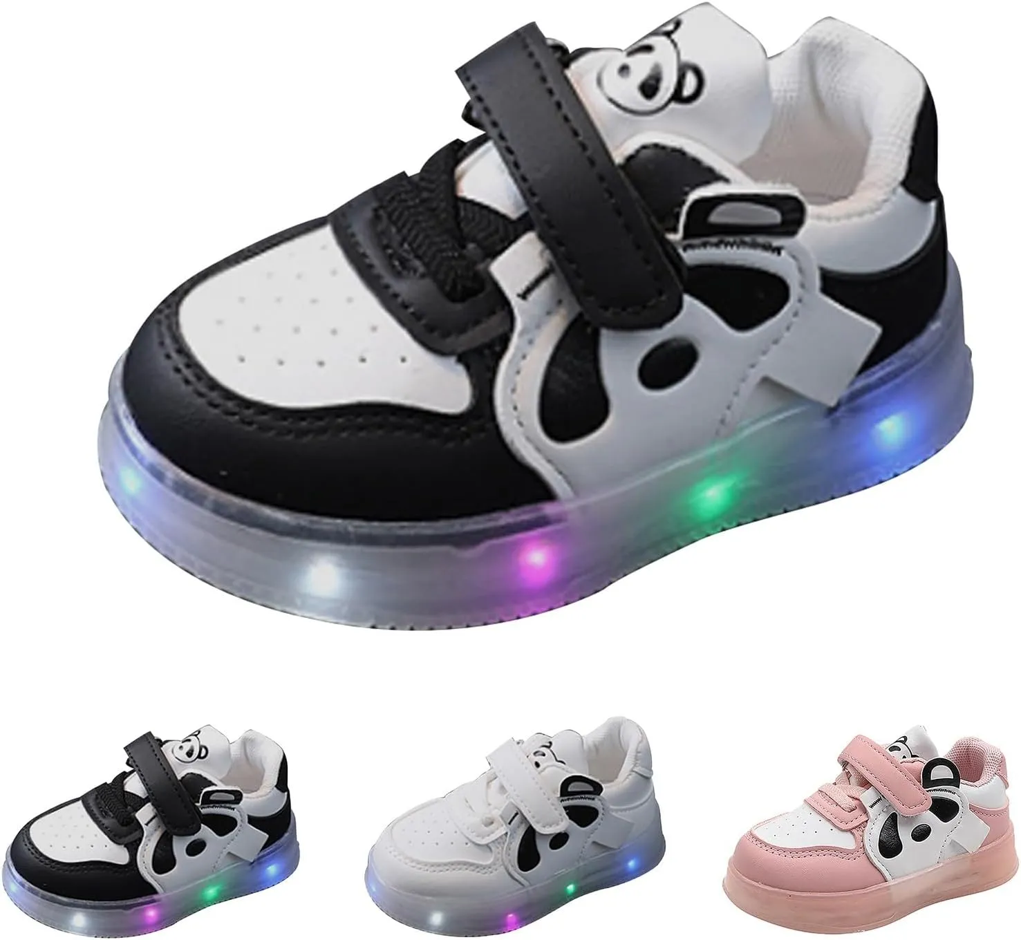 Infant Baby Board Shoes Light Up First Walking Canvas Shoes Hook Loop Strap Toddler Soft Big Girls Size 4