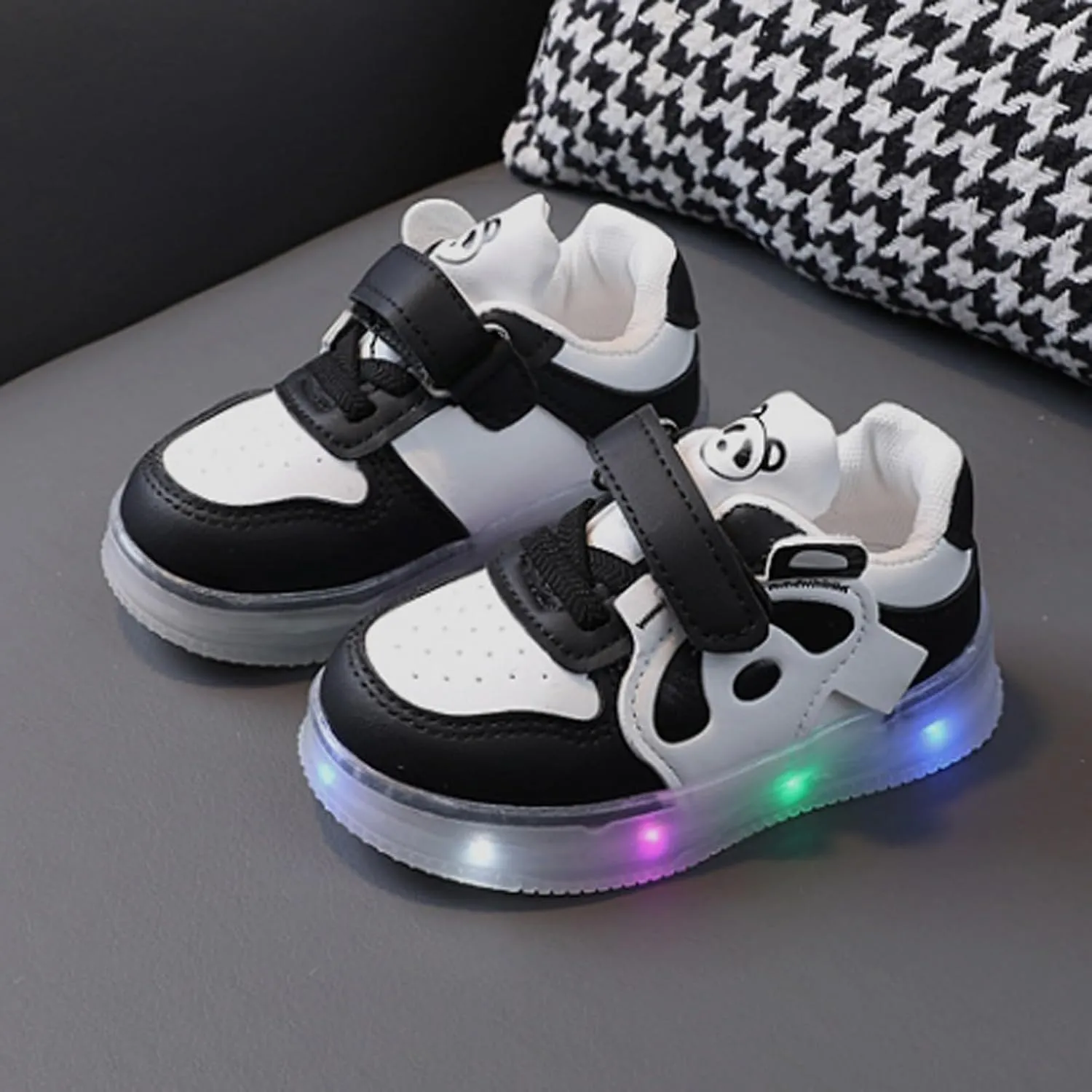 Infant Baby Board Shoes Light Up First Walking Canvas Shoes Hook Loop Strap Toddler Soft Big Girls Size 4