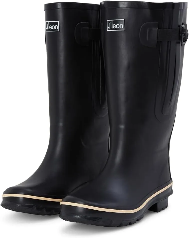 Jileon Extra Wide Calf Rain Boots - Ideal for Wide Feet, Ankles & Calves - Fit 16 to 23 Calves - Durable & Waterproof