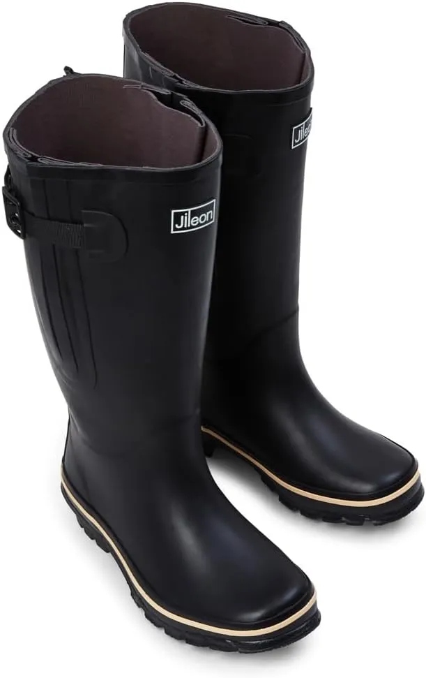 Jileon Extra Wide Calf Rain Boots - Ideal for Wide Feet, Ankles & Calves - Fit 16 to 23 Calves - Durable & Waterproof