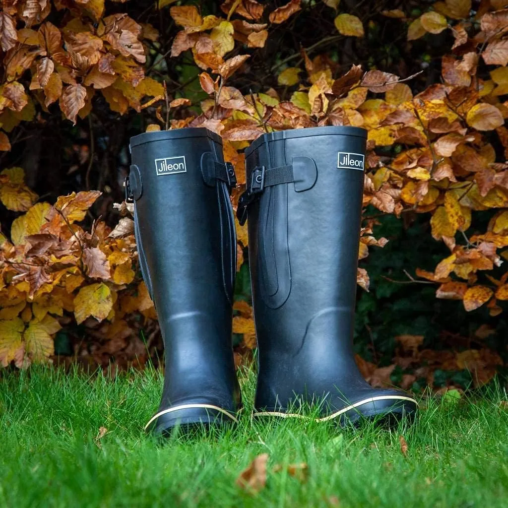 Jileon Extra Wide Calf Rain Boots - Ideal for Wide Feet, Ankles & Calves - Fit 16 to 23 Calves - Durable & Waterproof