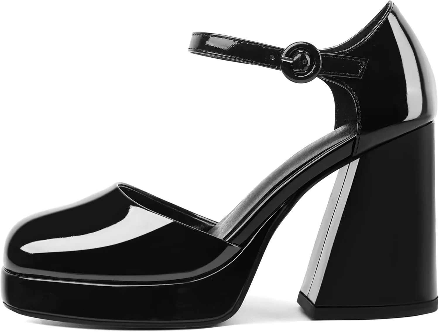 Joseywade Platform Mary Janes Women Chunky Block Heel Pumps Closed Round Toe 4 Inch Ankle Strap High Heel Shoes