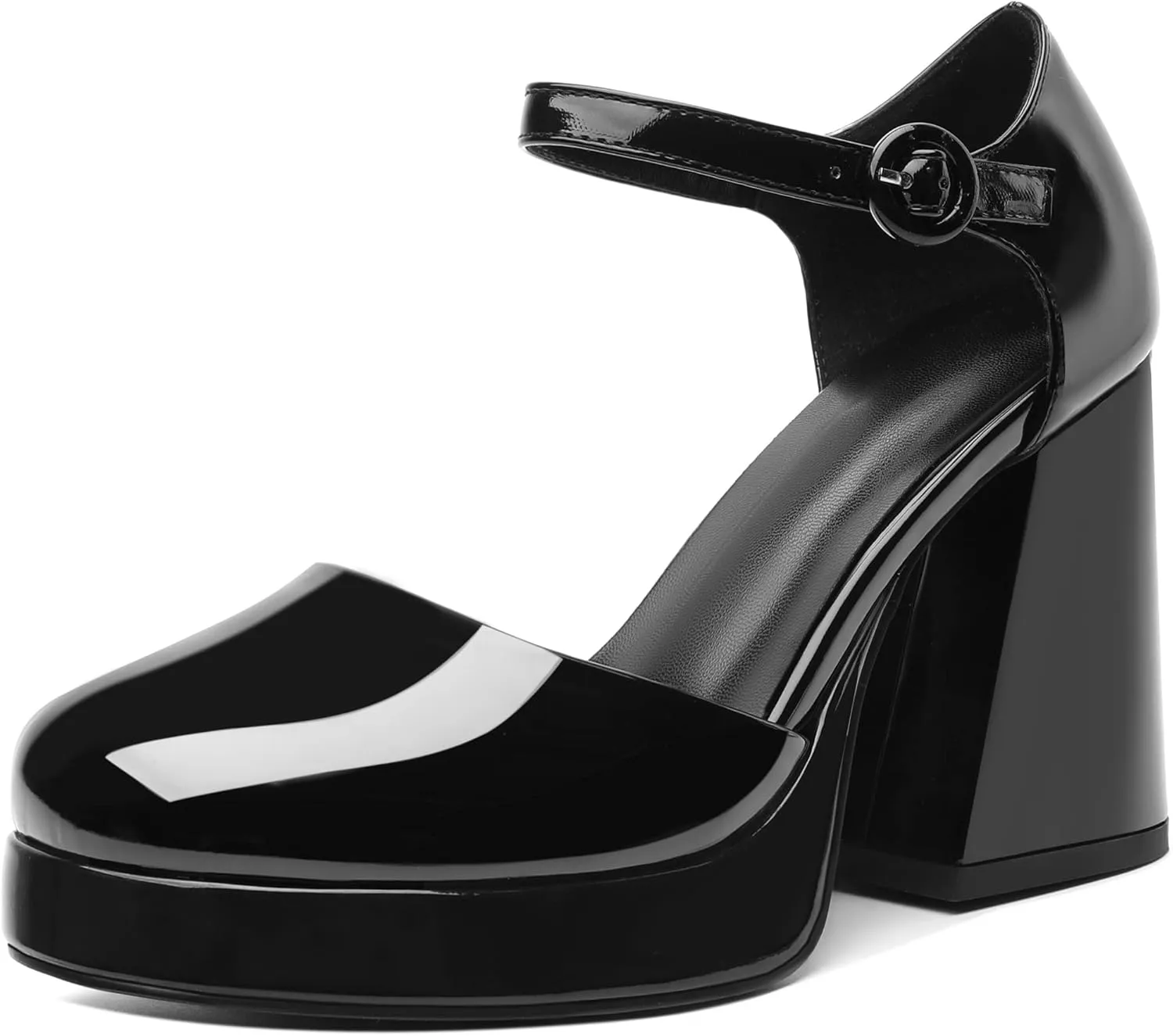 Joseywade Platform Mary Janes Women Chunky Block Heel Pumps Closed Round Toe 4 Inch Ankle Strap High Heel Shoes