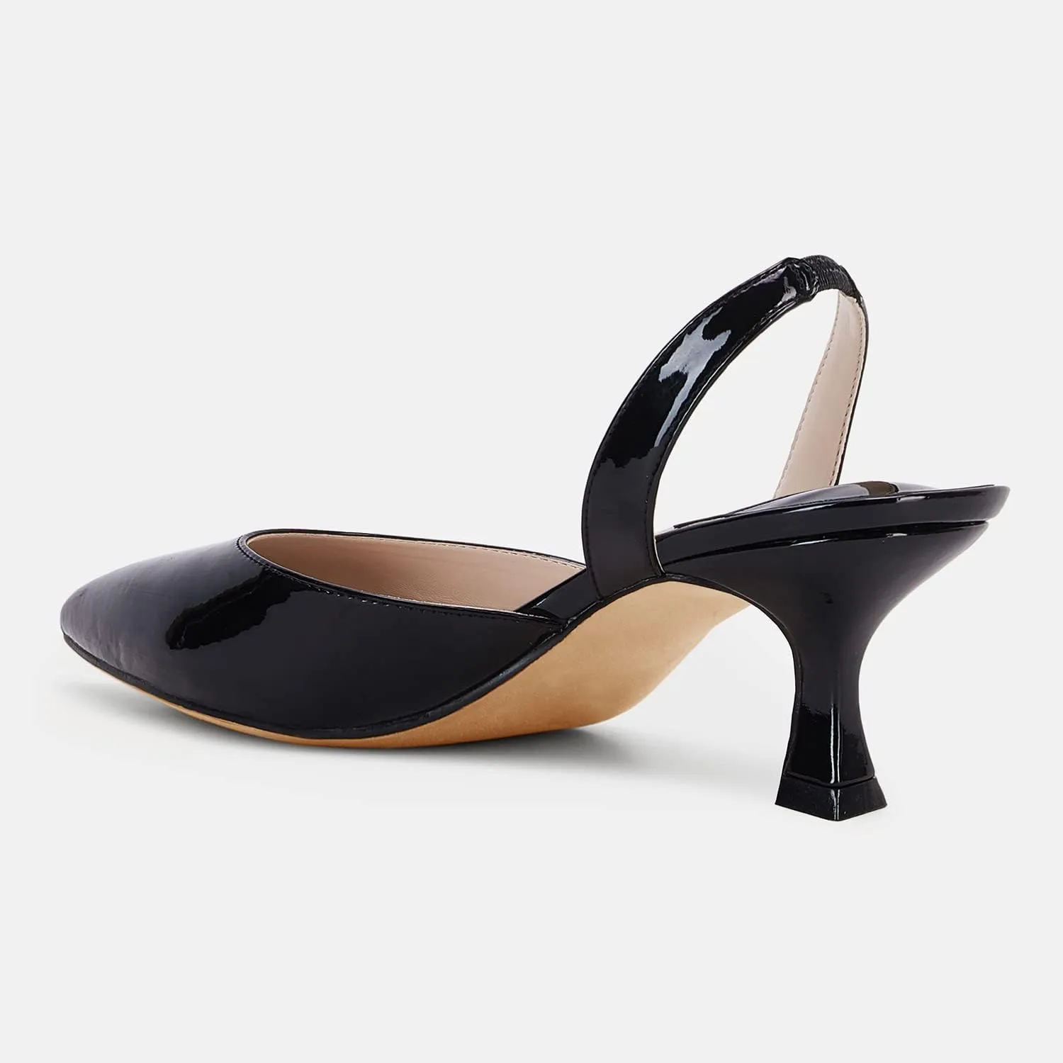 Juliet Holy Womens Pumps Shoes Pointed Toe Slip on Slingback Elastic Strap Classic Kitten Heels