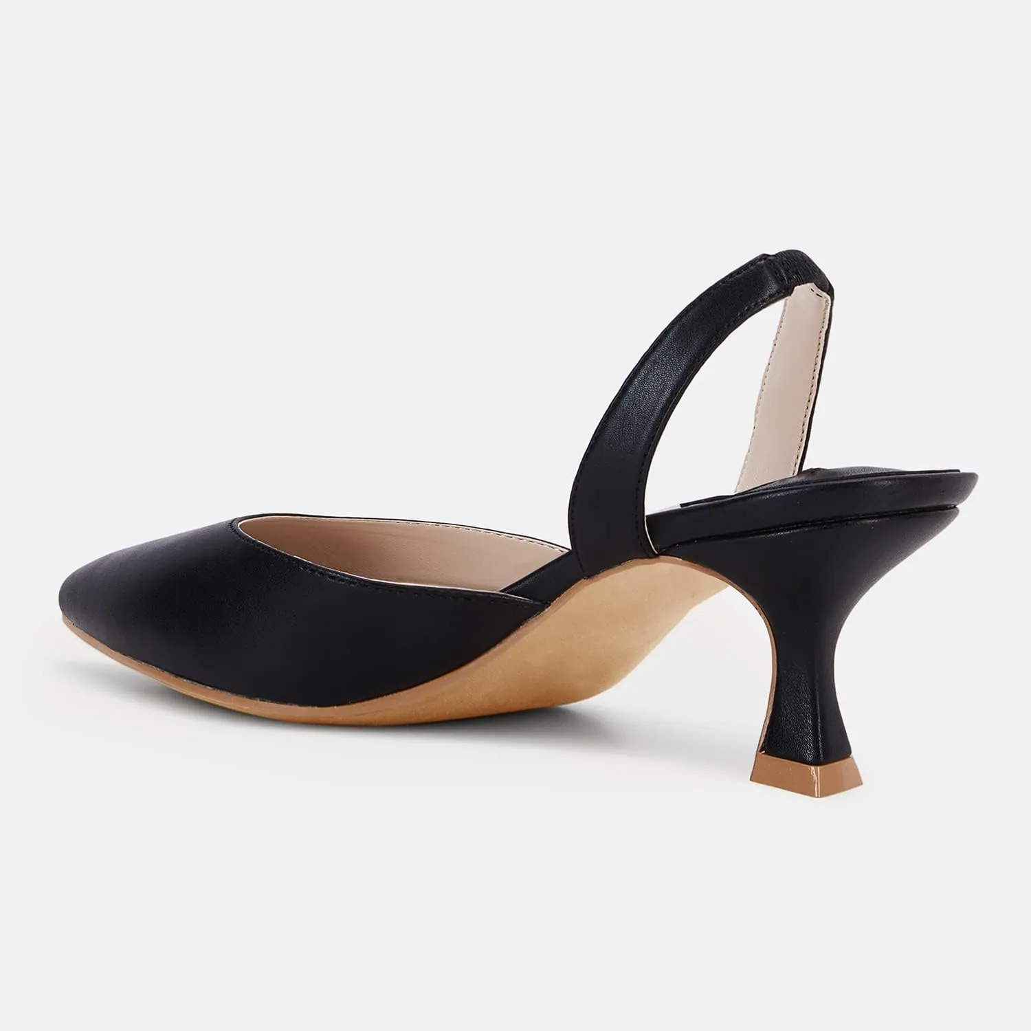 Juliet Holy Womens Pumps Shoes Pointed Toe Slip on Slingback Elastic Strap Classic Kitten Heels