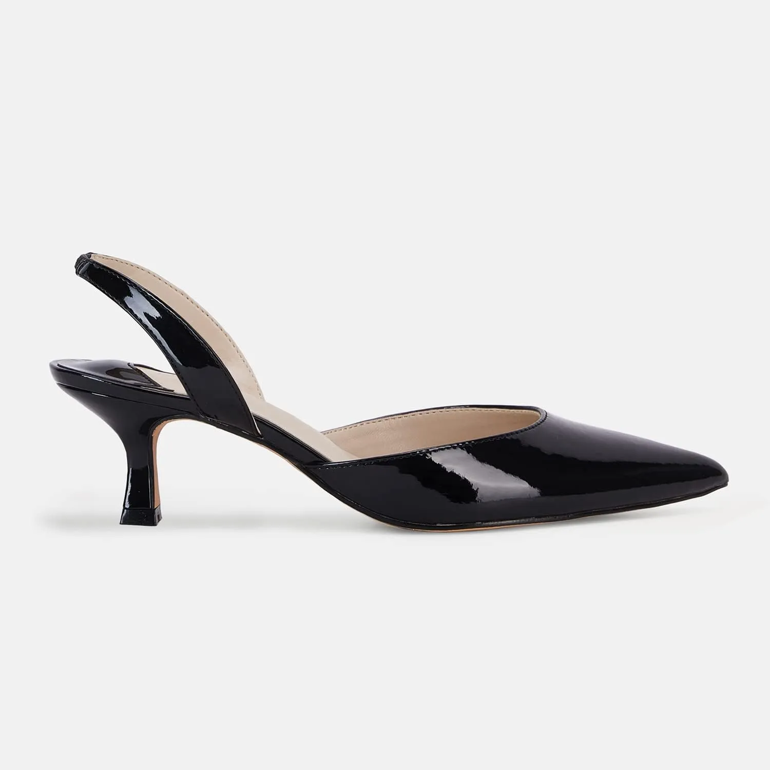 Juliet Holy Womens Pumps Shoes Pointed Toe Slip on Slingback Elastic Strap Classic Kitten Heels