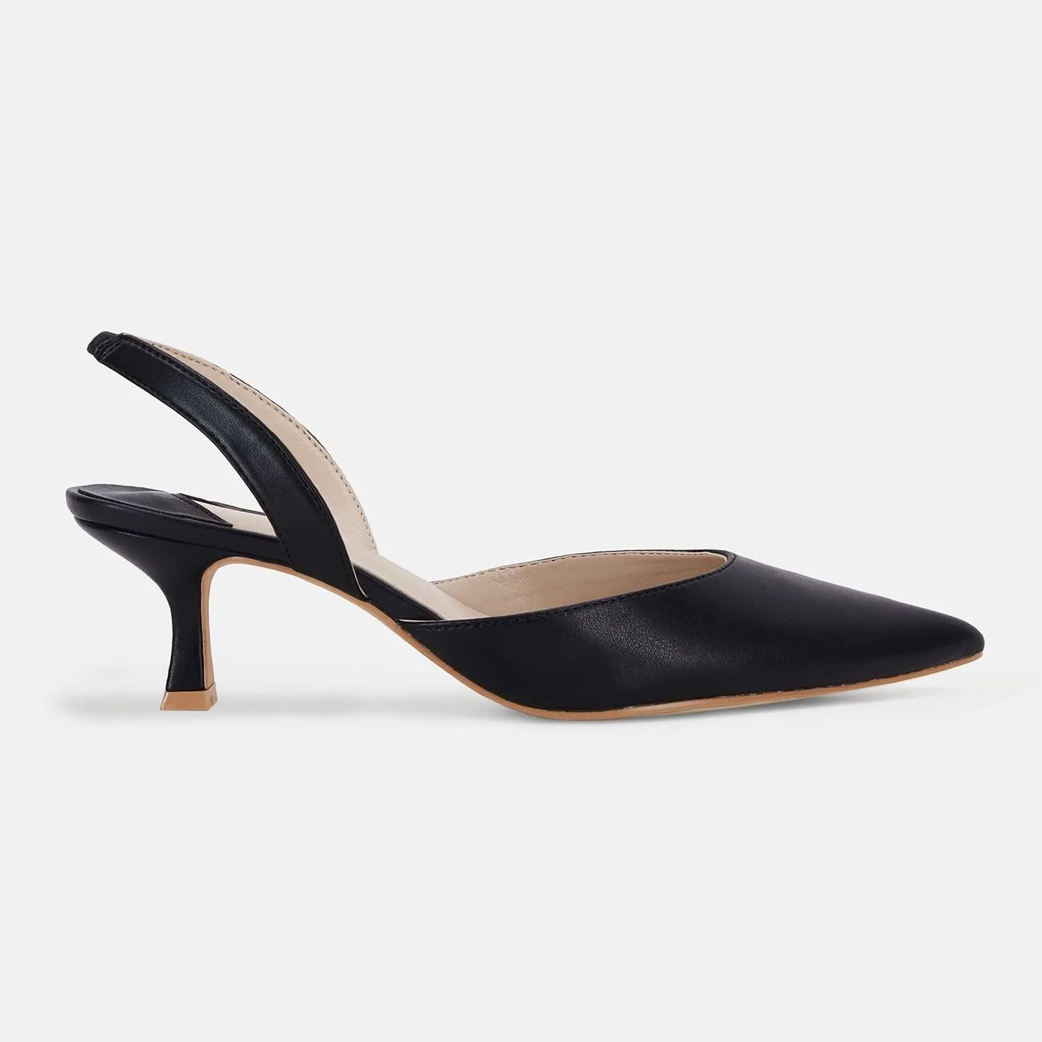Juliet Holy Womens Pumps Shoes Pointed Toe Slip on Slingback Elastic Strap Classic Kitten Heels