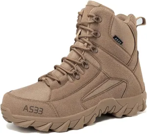 Kervaky Men's Tactical Boots - Military & Work - Durable & Lightweight - Beige