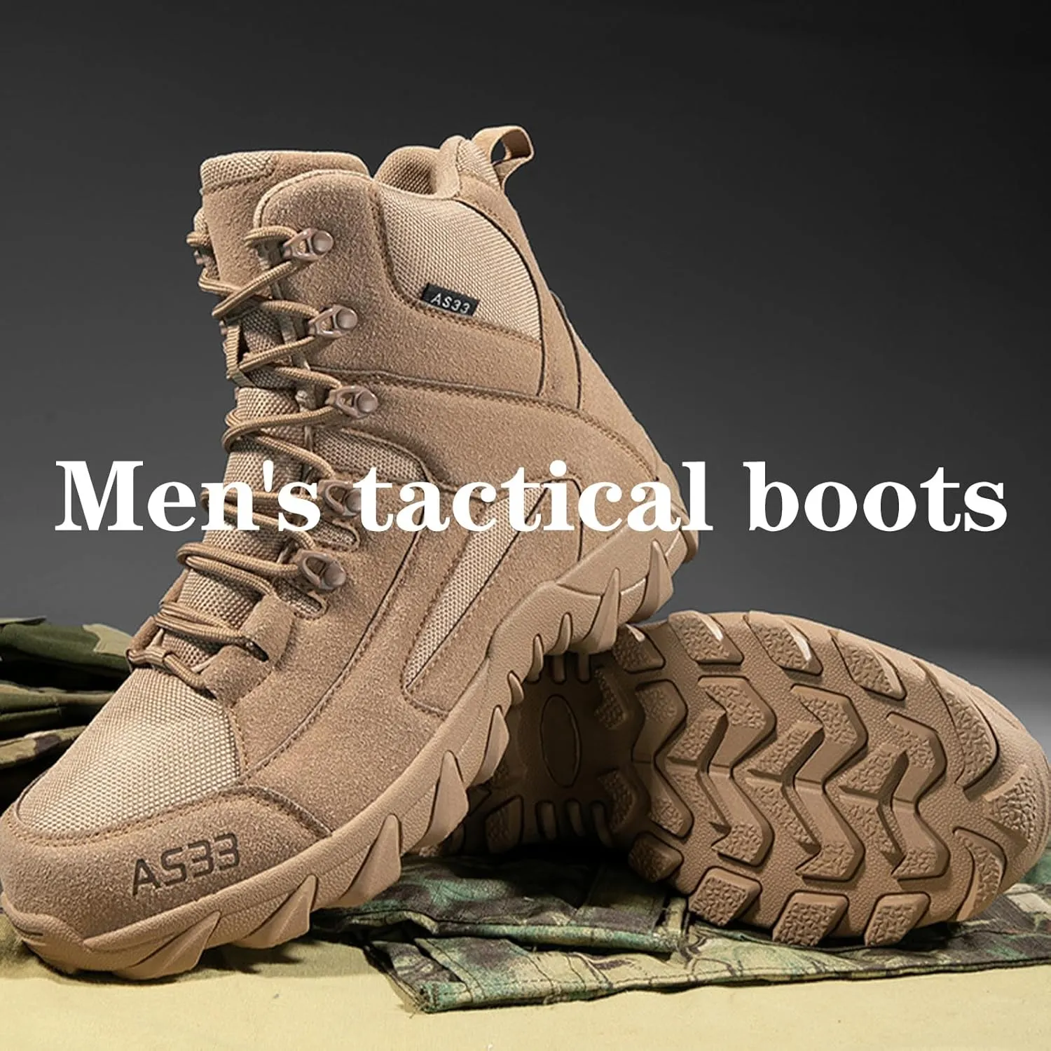 Kervaky Men's Tactical Boots - Military & Work - Durable & Lightweight - Beige