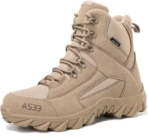 Kervaky Men's Tactical Boots - Military & Work - Durable & Lightweight - Beige