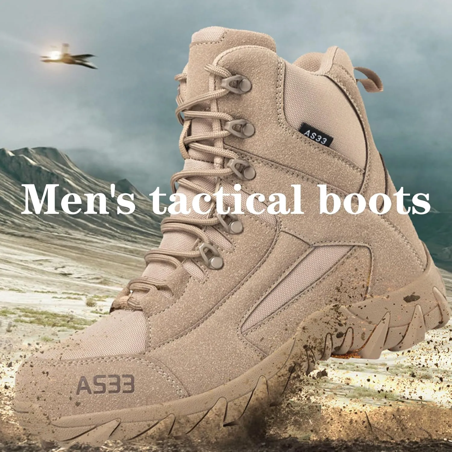 Kervaky Men's Tactical Boots - Military & Work - Durable & Lightweight - Beige