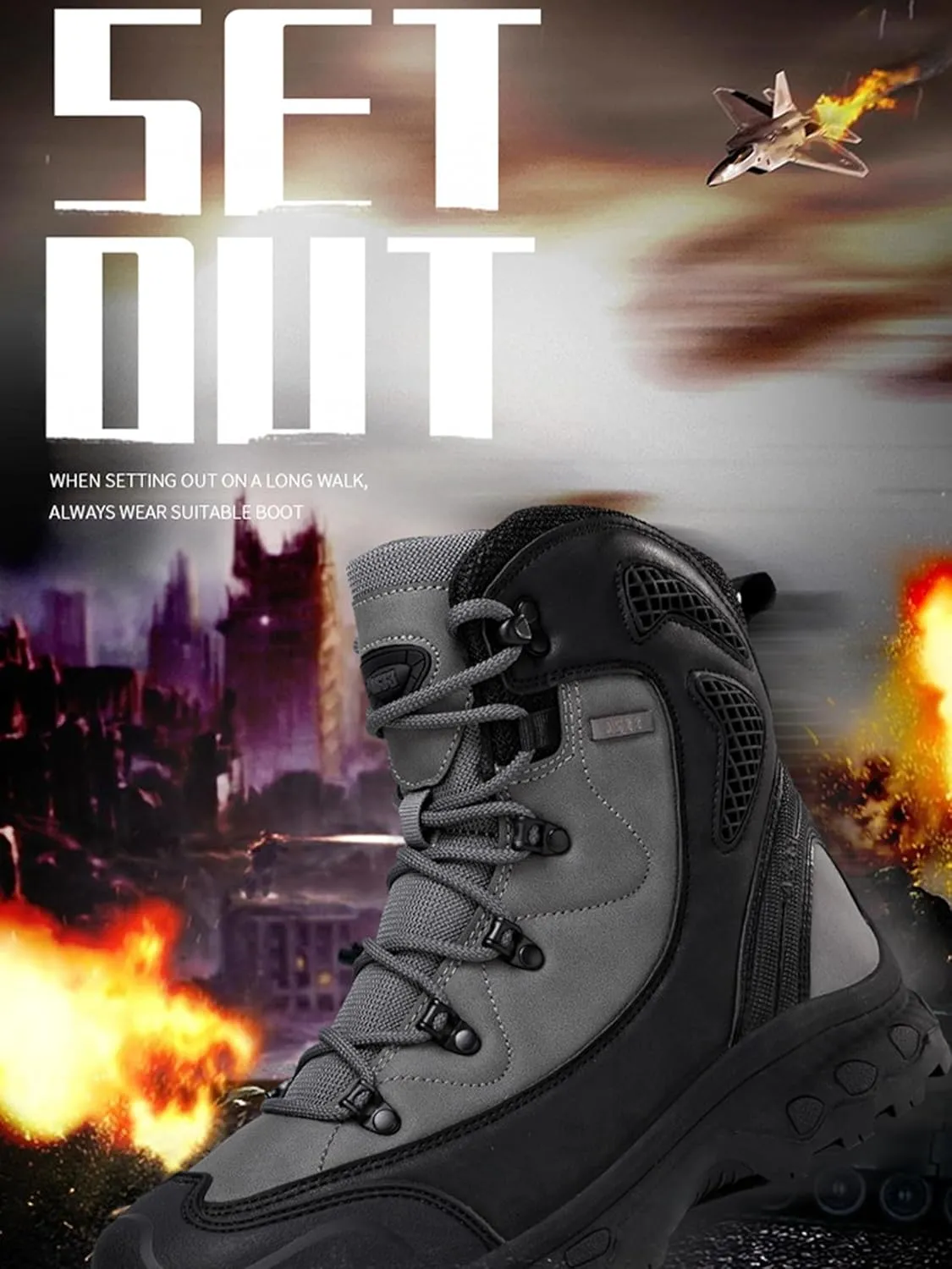 Kervaky Men's Tactical Boots - Military & Work Durable, Lightweight for Climbing, Combat & Outdoor Use