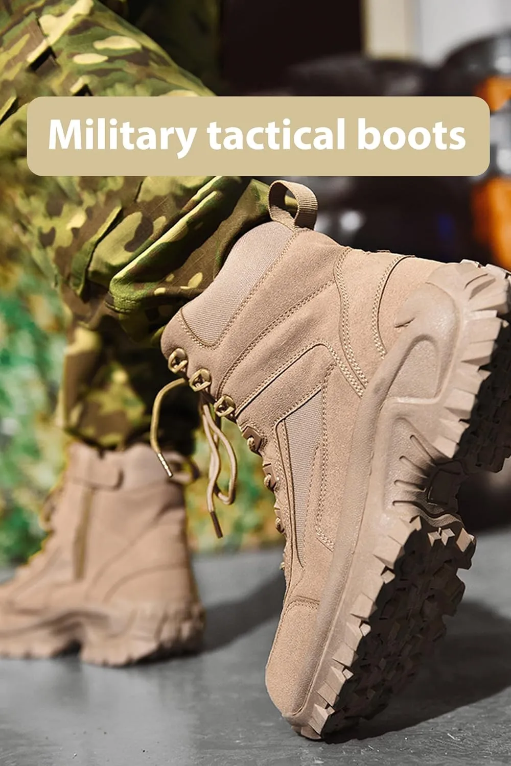 Kervaky Men's Tactical Military Boots - Outdoor Work and Hiking Combat Shoes, Lightweight and Durable