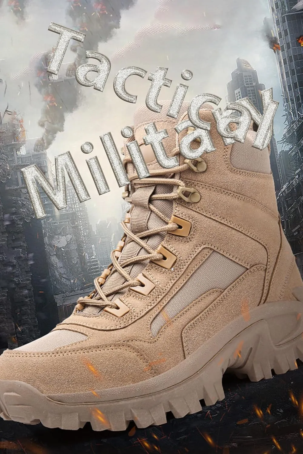 Kervaky Men's Tactical Military Boots - Outdoor Work and Hiking Combat Shoes, Lightweight and Durable