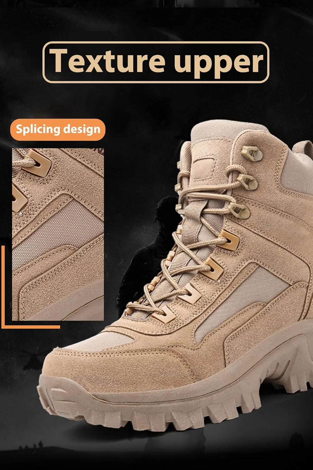 Kervaky Men's Tactical Military Boots - Outdoor Work and Hiking Combat Shoes, Lightweight and Durable
