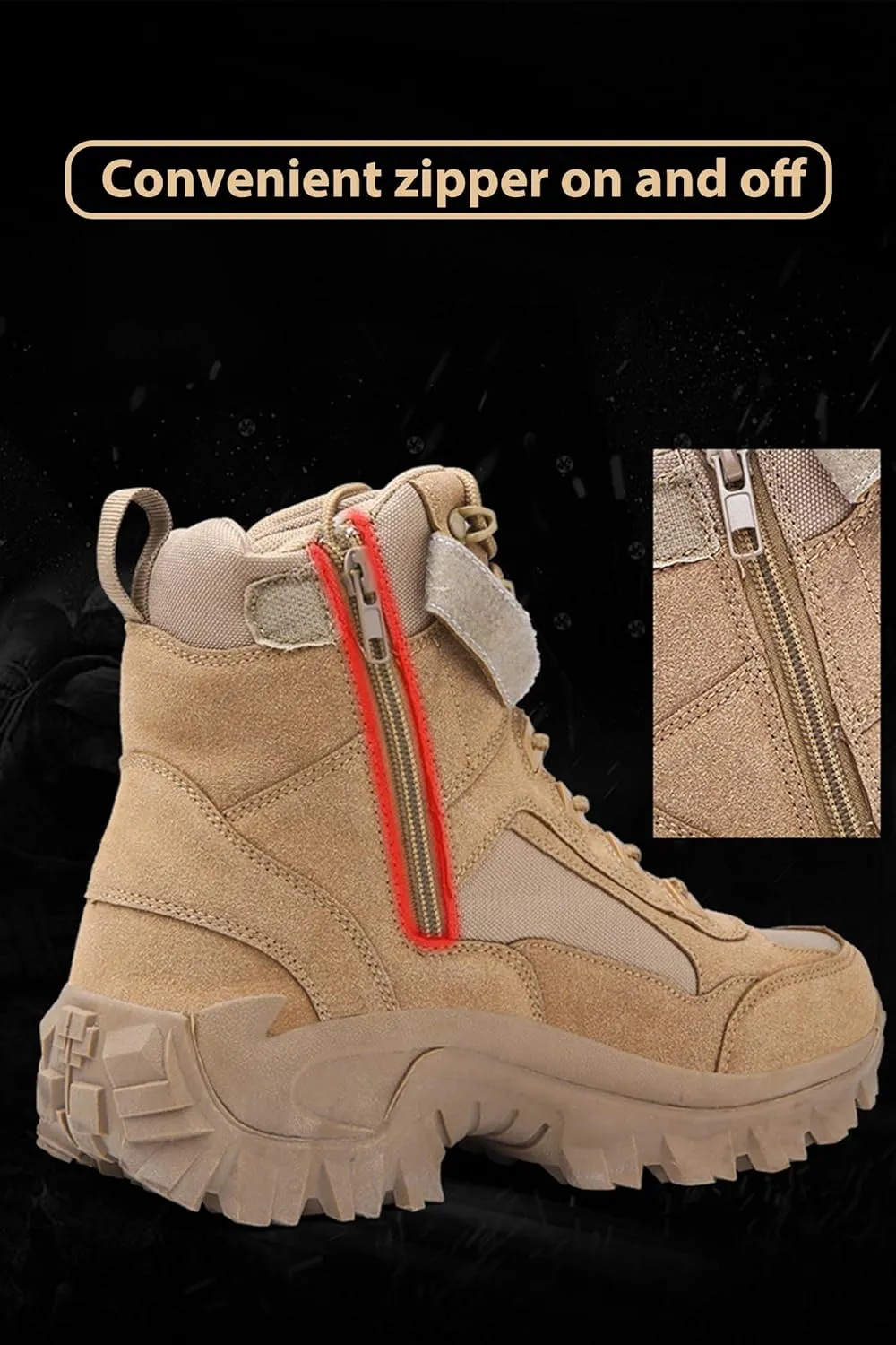 Kervaky Men's Tactical Military Boots - Outdoor Work and Hiking Combat Shoes, Lightweight and Durable