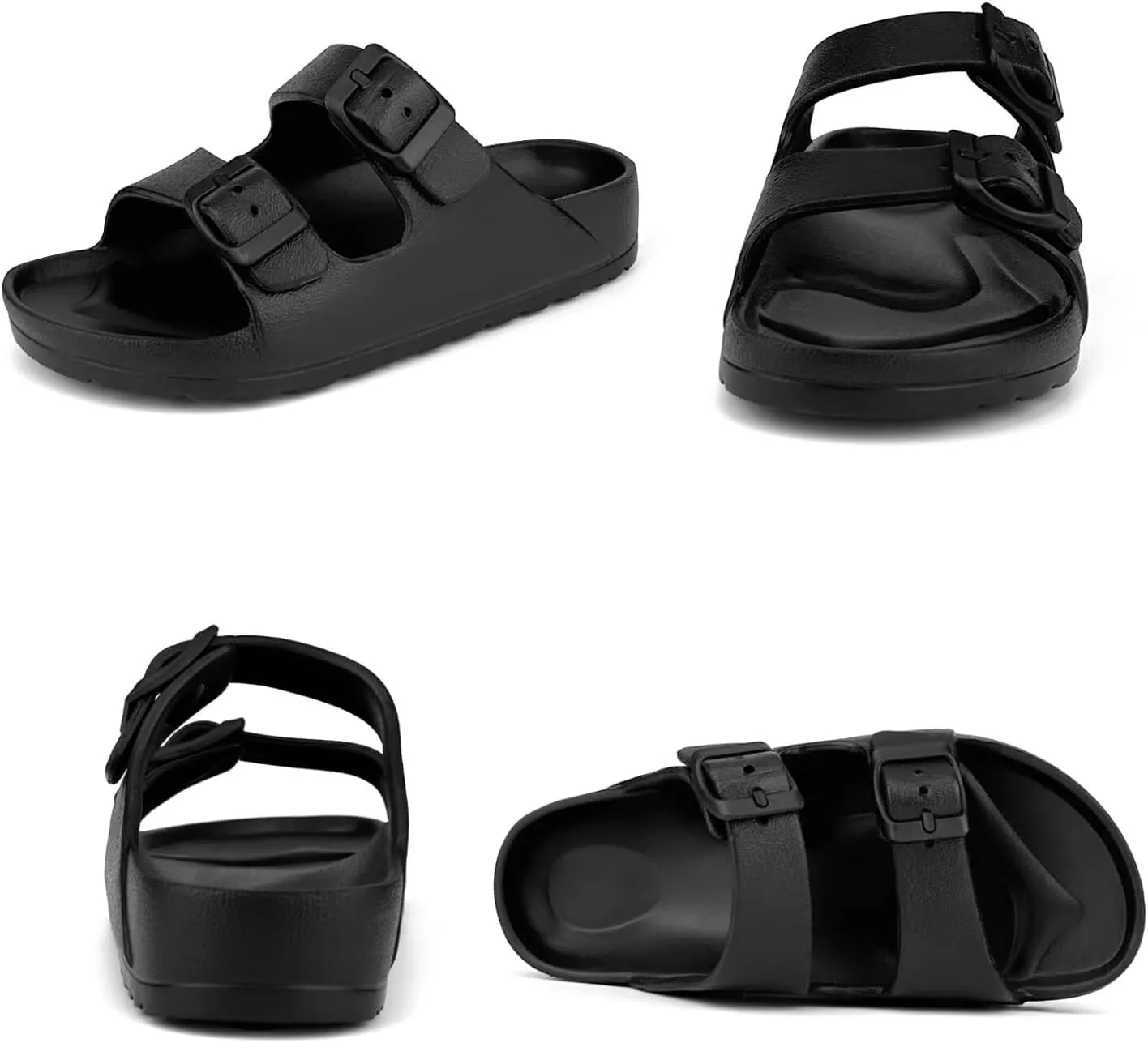 Kids Slides Sandals Double Buckle Adjustable Boys Girls