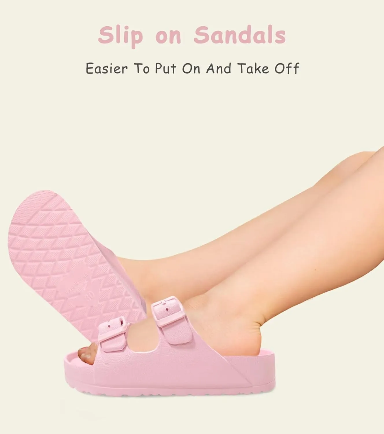 Kids Slides Sandals Double Buckle Adjustable Boys Girls
