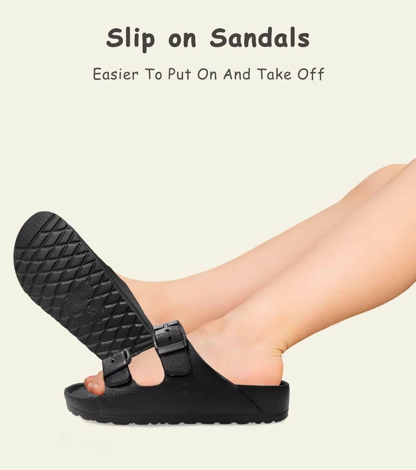 Kids Slides Sandals Double Buckle Adjustable Boys Girls