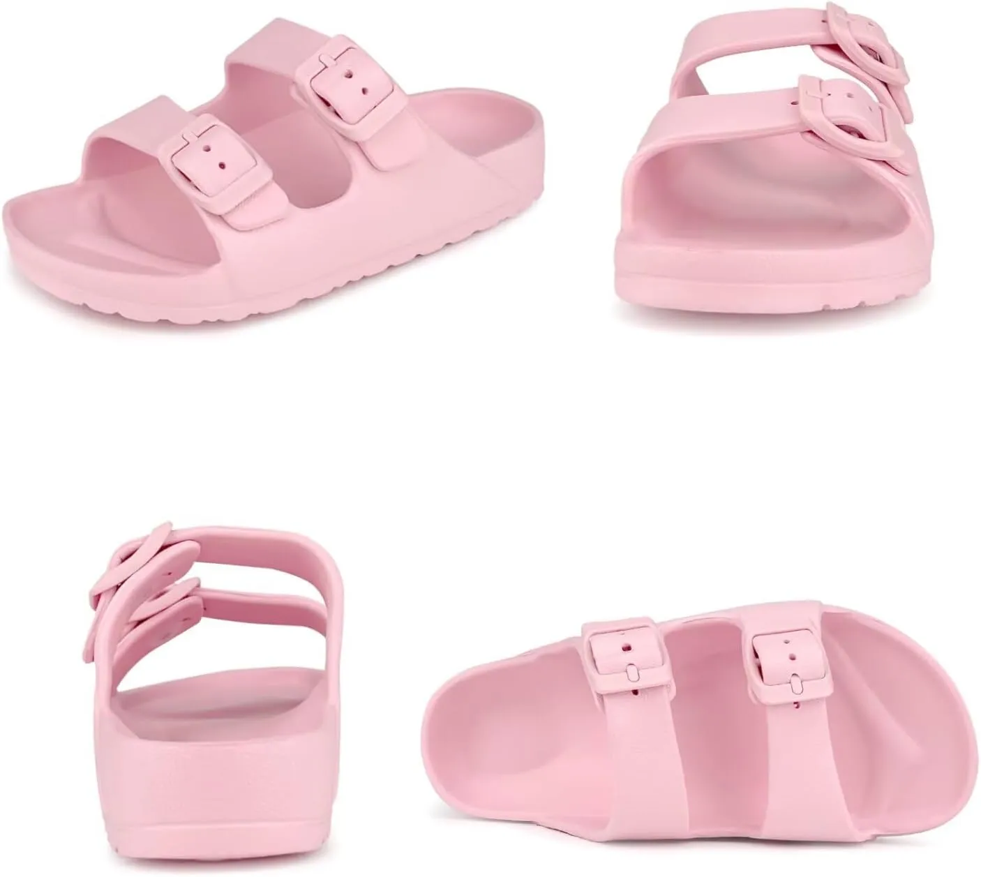 Kids Slides Sandals Double Buckle Adjustable Boys Girls