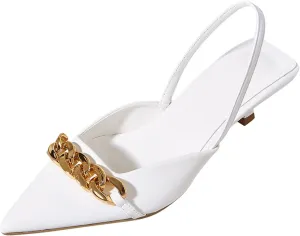 Kitten Heels for Women Dressy Pointed Toe Dress Shoes Slingback Short Heels Low Heeled Summer Sandals Business Shoes