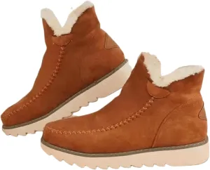 Ladmiple Boots for Women Ankle Booties with Fur Winter Snow Boots Classic Slip On Fashion Casual Warm Outdoor Walking Shoes