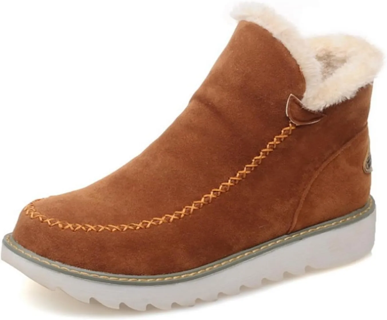 Ladmiple Boots for Women Ankle Booties with Fur Winter Snow Boots Classic Slip On Fashion Casual Warm Outdoor Walking Shoes