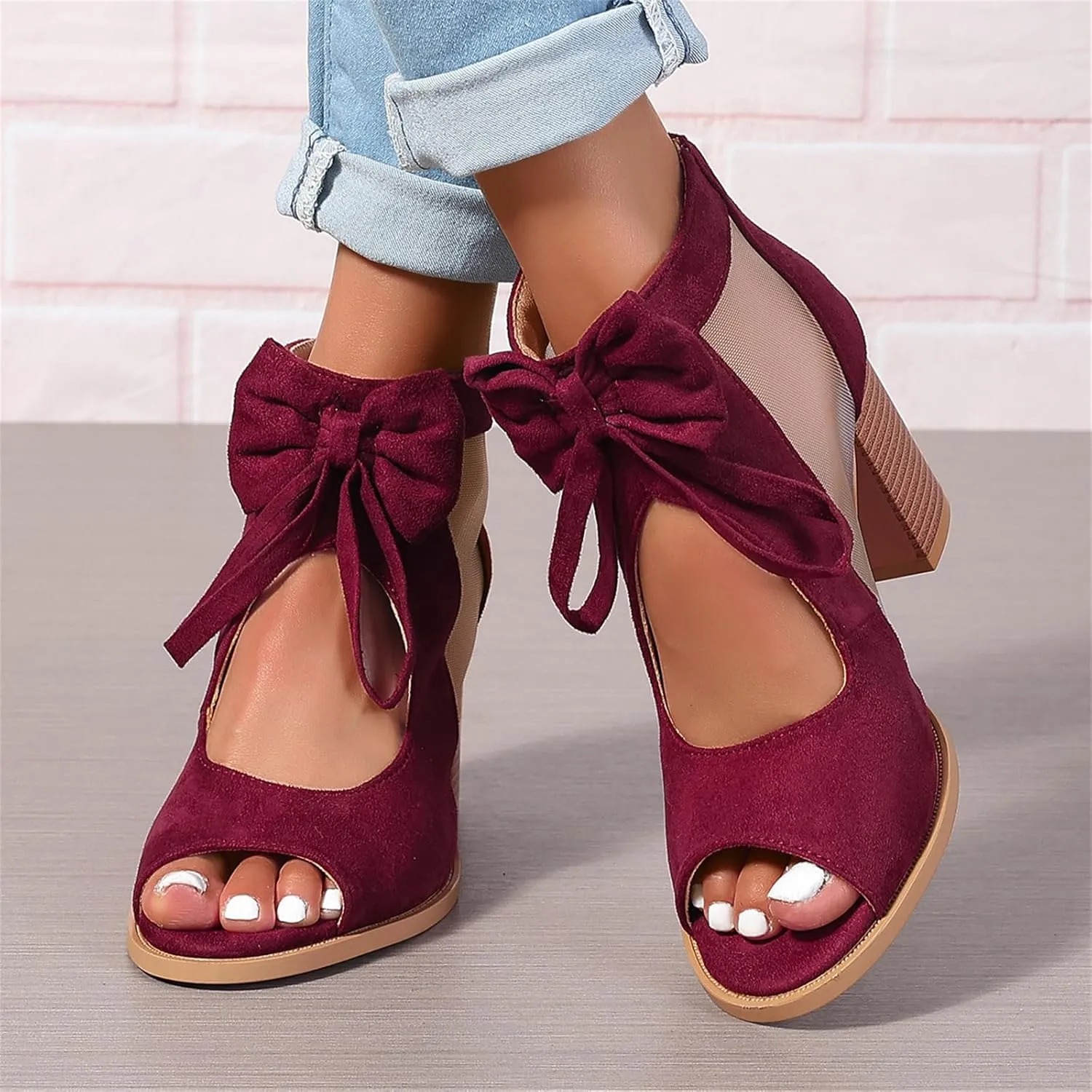 Ladmiple Chunky Heels For Women Dressy Block Heels Open Toe Ankle Strap Heeled Sandals Comfortable Party Wedding Pumps Shoes