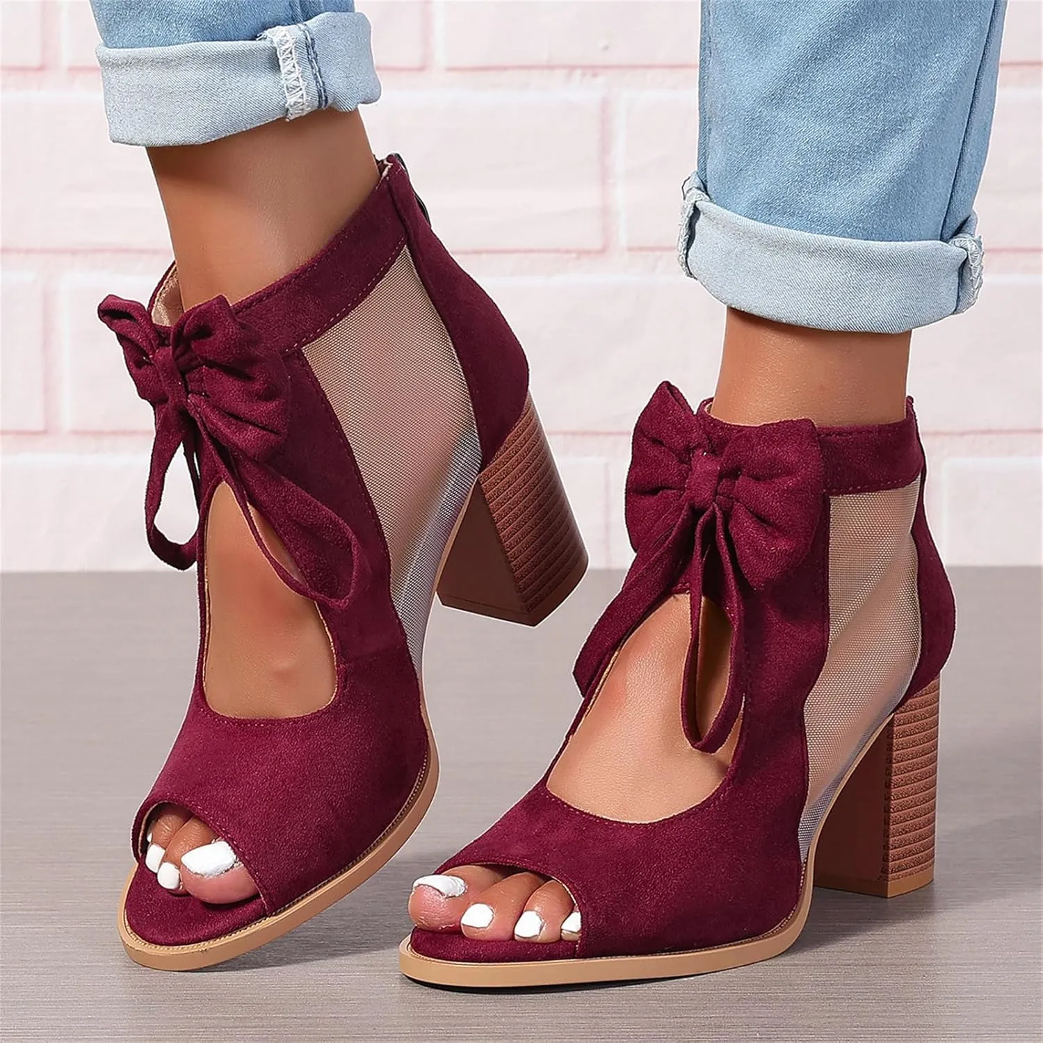Ladmiple Chunky Heels For Women Dressy Block Heels Open Toe Ankle Strap Heeled Sandals Comfortable Party Wedding Pumps Shoes