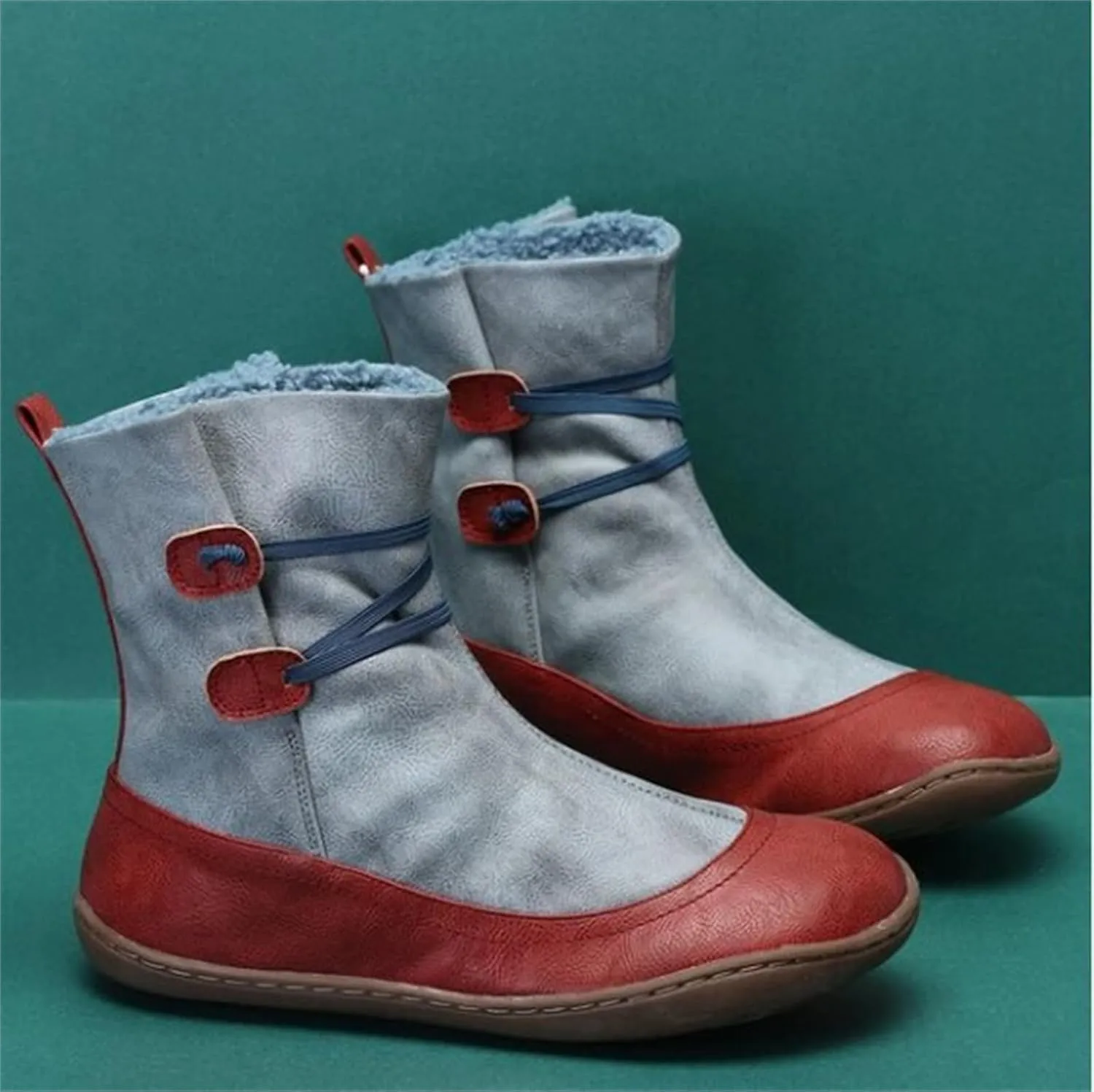 Ladmiple Snow Boots For Women Cute Tall Mid Calf Winter Boots Casual Slip-on Warm Loafers Faux Fur-Lined Ankle Booties
