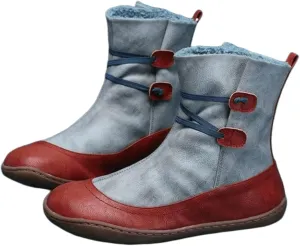Ladmiple Snow Boots For Women Cute Tall Mid Calf Winter Boots Casual Slip-on Warm Loafers Faux Fur-Lined Ankle Booties