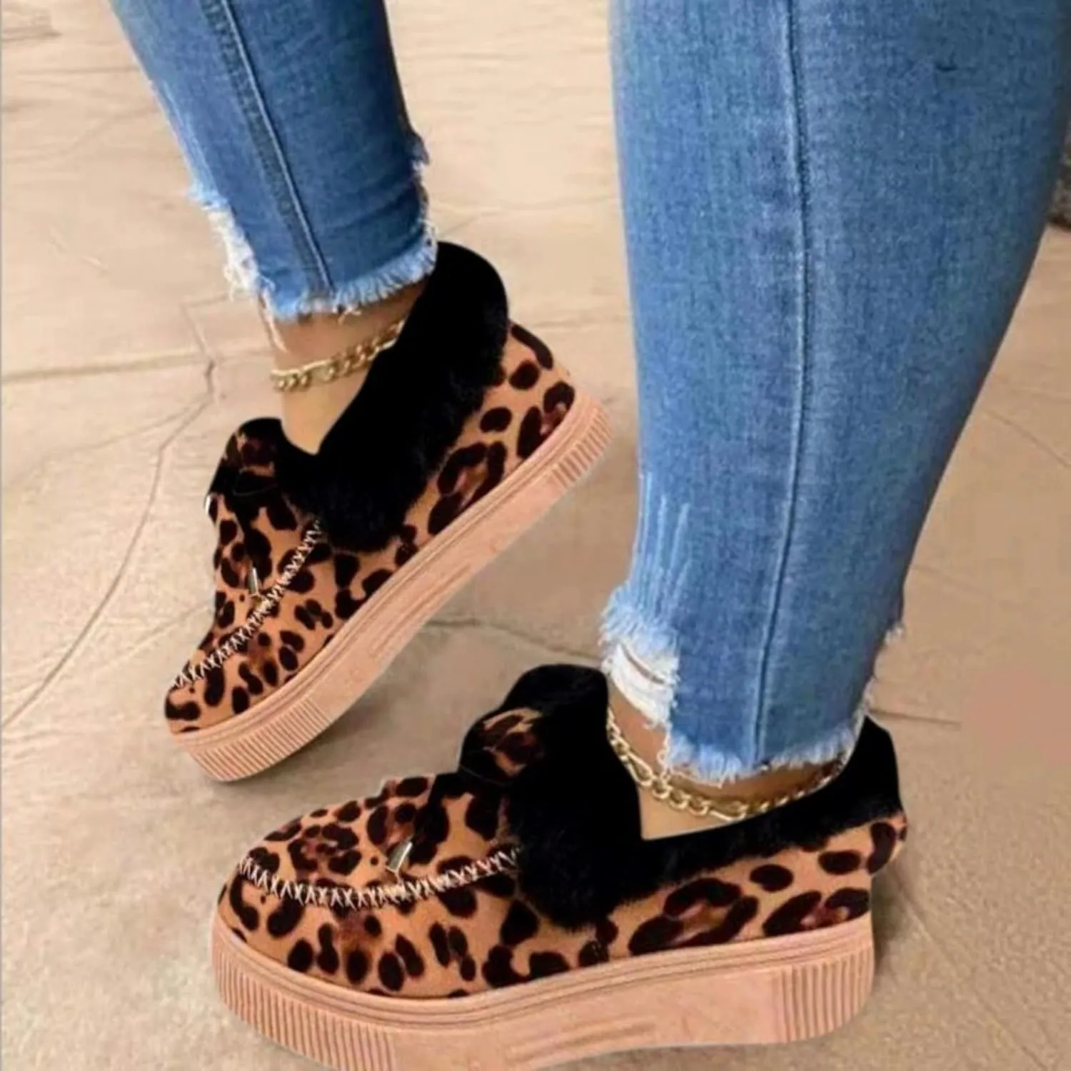 Ladmiple Winter Boots For Women 2024 Fashion Snow Boots Classic Fur Lined Slip On Ankle Booties Casual Warm Loafers Shoes