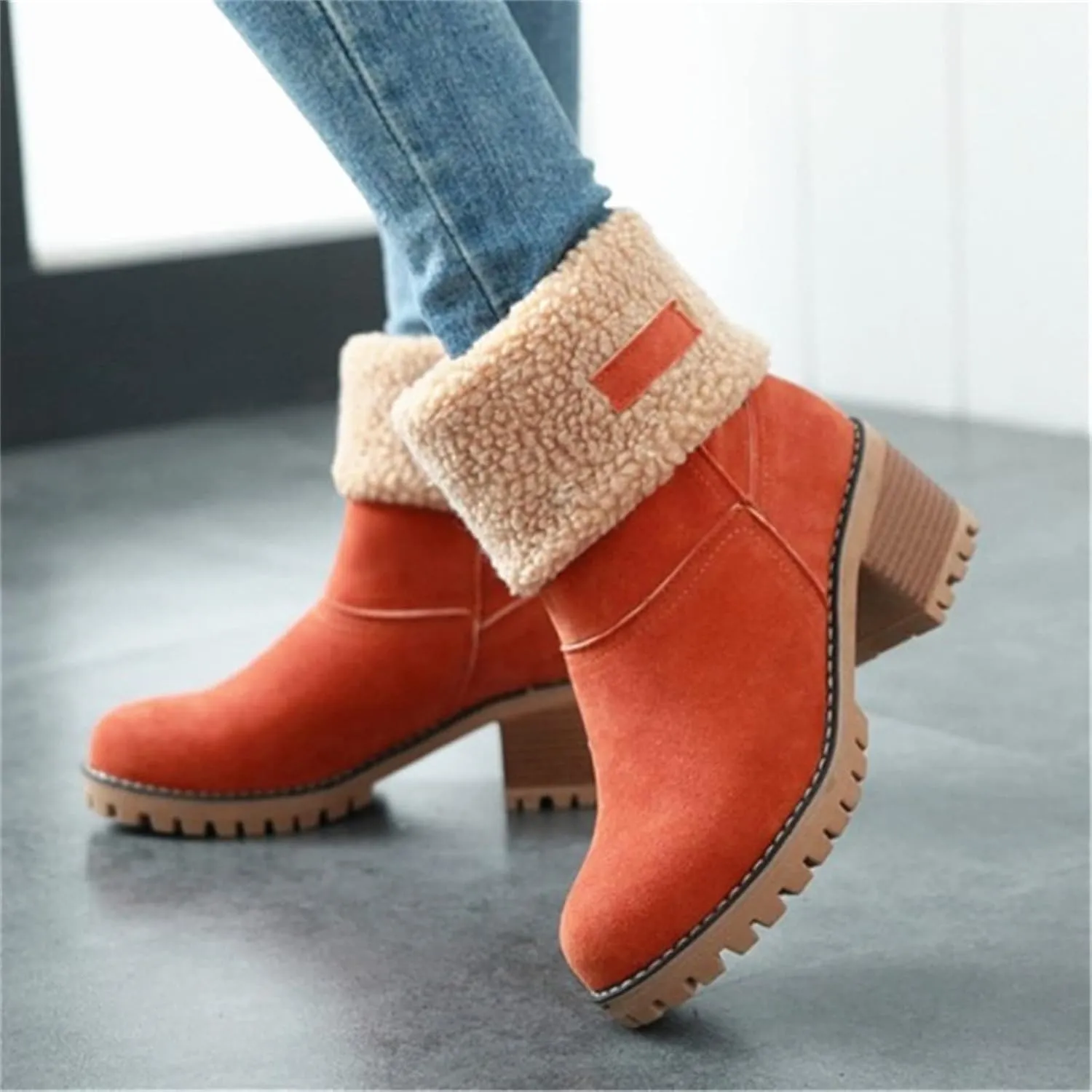 Ladmiple Winter Boots For Women Fashion Snow Boots Mid Calf Anti-slip Outdoor Warm Fur Lined Slip On Short Booties 2024