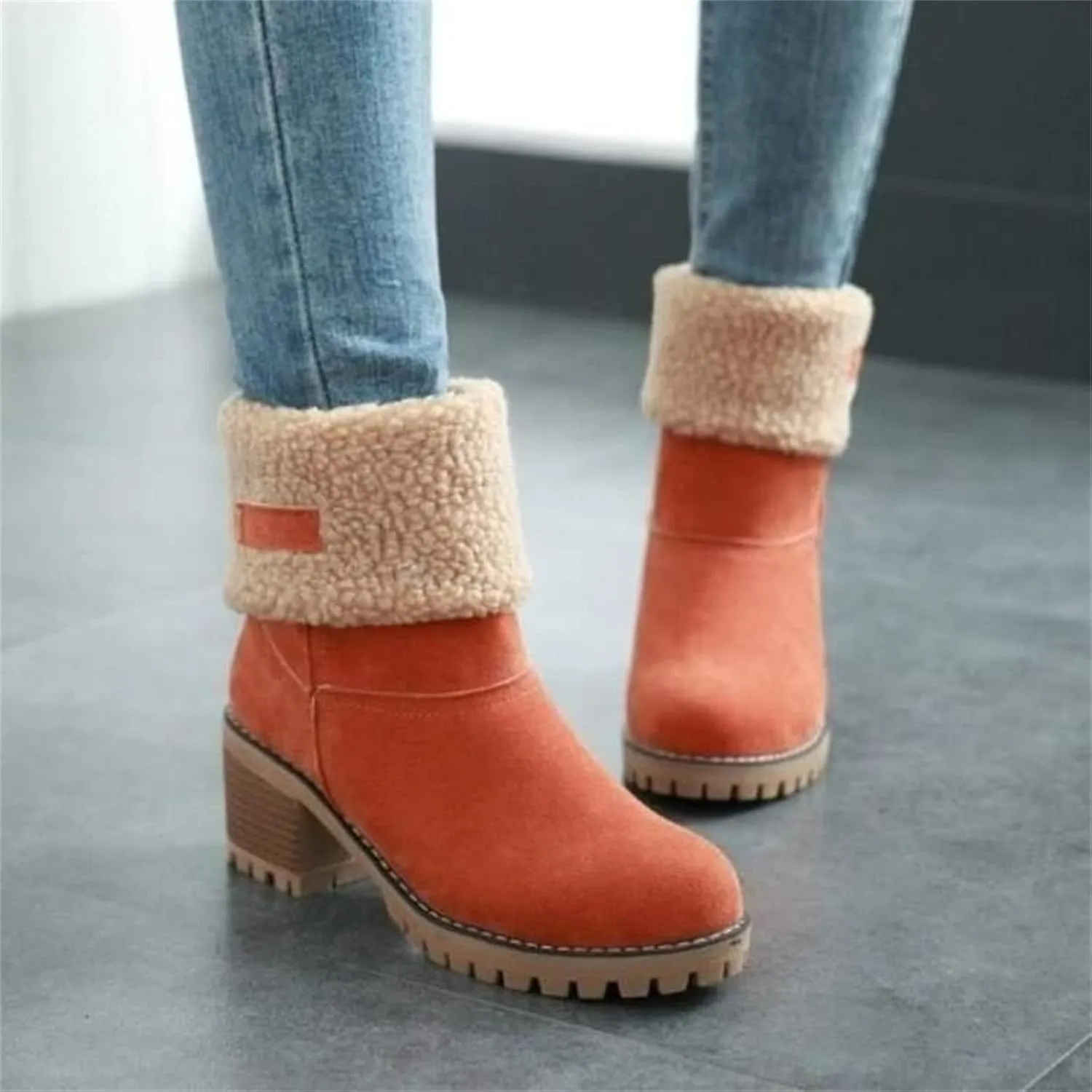 Ladmiple Winter Boots For Women Fashion Snow Boots Mid Calf Anti-slip Outdoor Warm Fur Lined Slip On Short Booties 2024