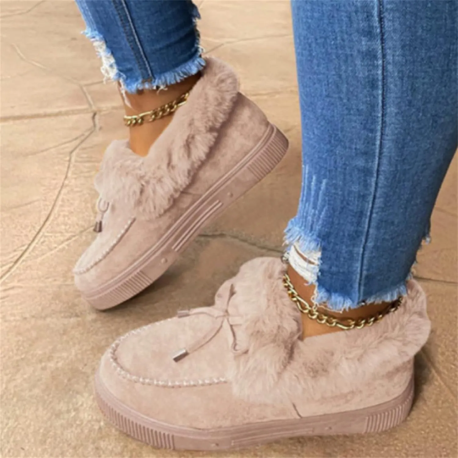Ladmiple Winter Boots For Women Fashion Snow Boots Warm Comfortable Slip On Outdoor Fur Lined Lining Ankle Booties 2024