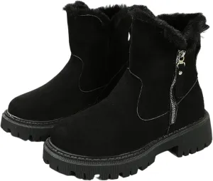 Ladmiple Winter Fashion Boots For Women 2024 High-top Snow Boots Slip on Warm Outdoor Fur Lined Ankle Booties Loafers Shoes