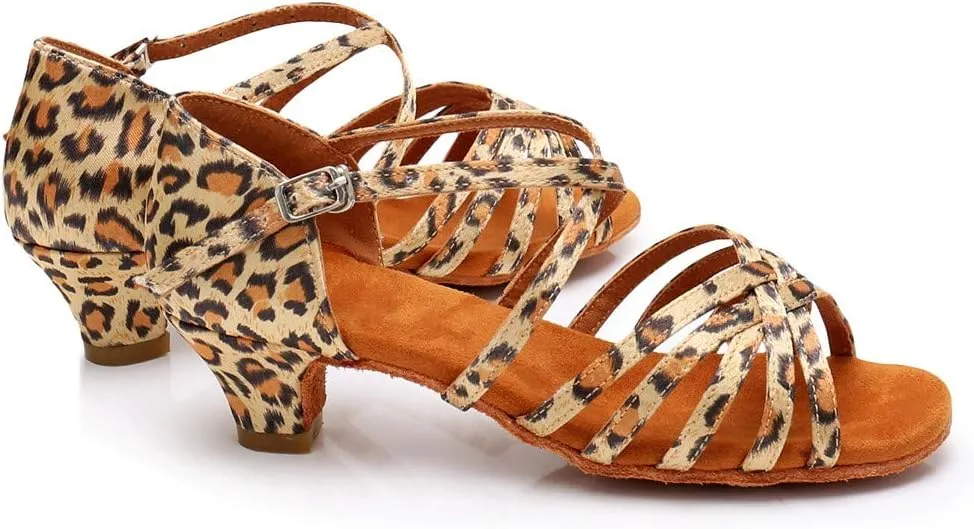 Latin Dance Shoes for Woman Glitter Party Shoes Ballroom Dancing Shoe Professional Practice Sandals Low Block Heels