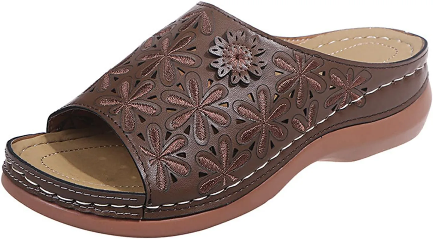 Lausiuoe Orthopedic Sandals For Women Elegant Comfortable Walking Arch Support Dressy Summer Orthotic Slides Flip Flops