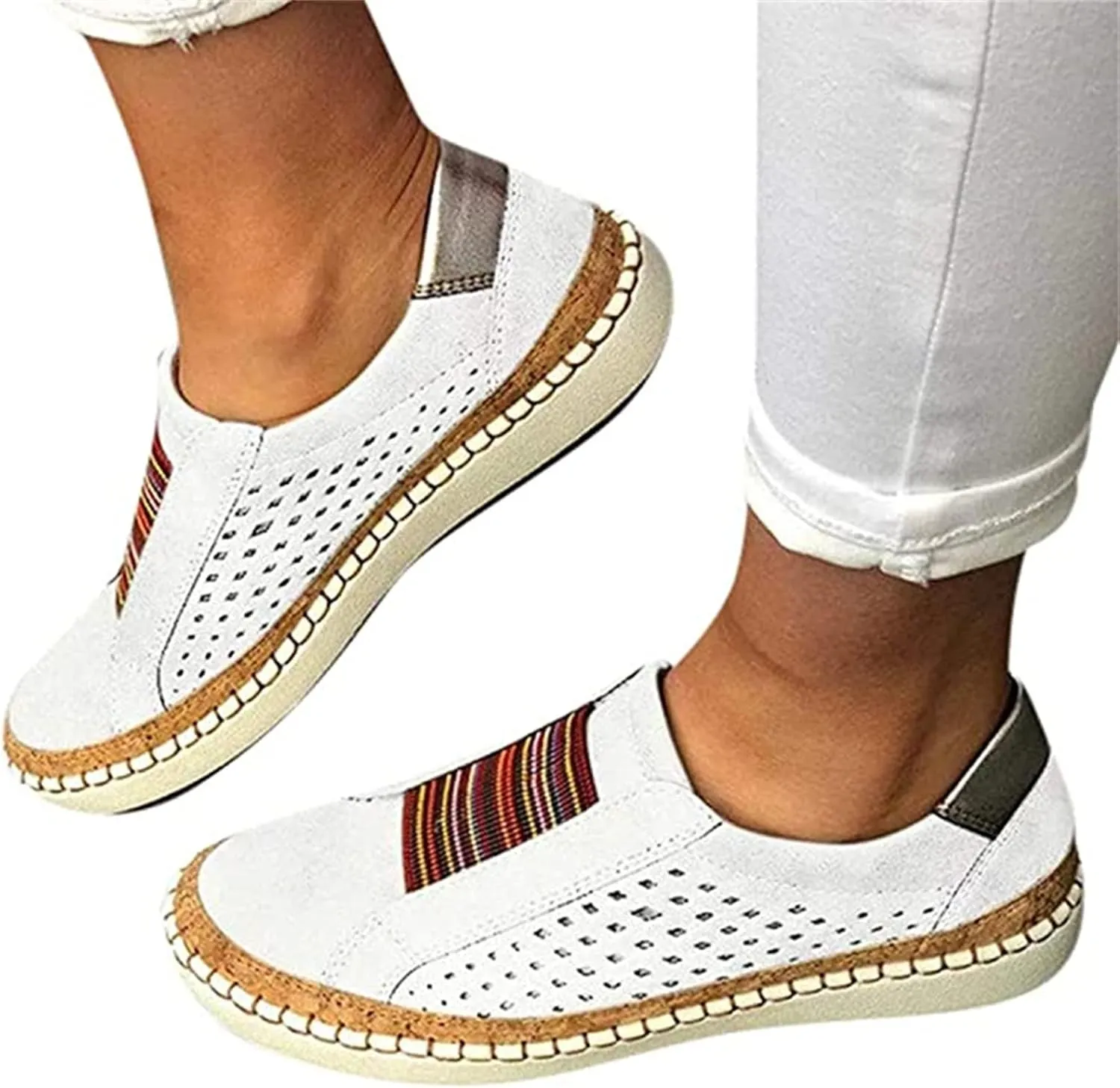 Lausiuoe Shoes for Women Sneakers Slip On Loafers Fashion Canvas Shoes Casual Classic Soft Comfortable Flat Walking Shoes