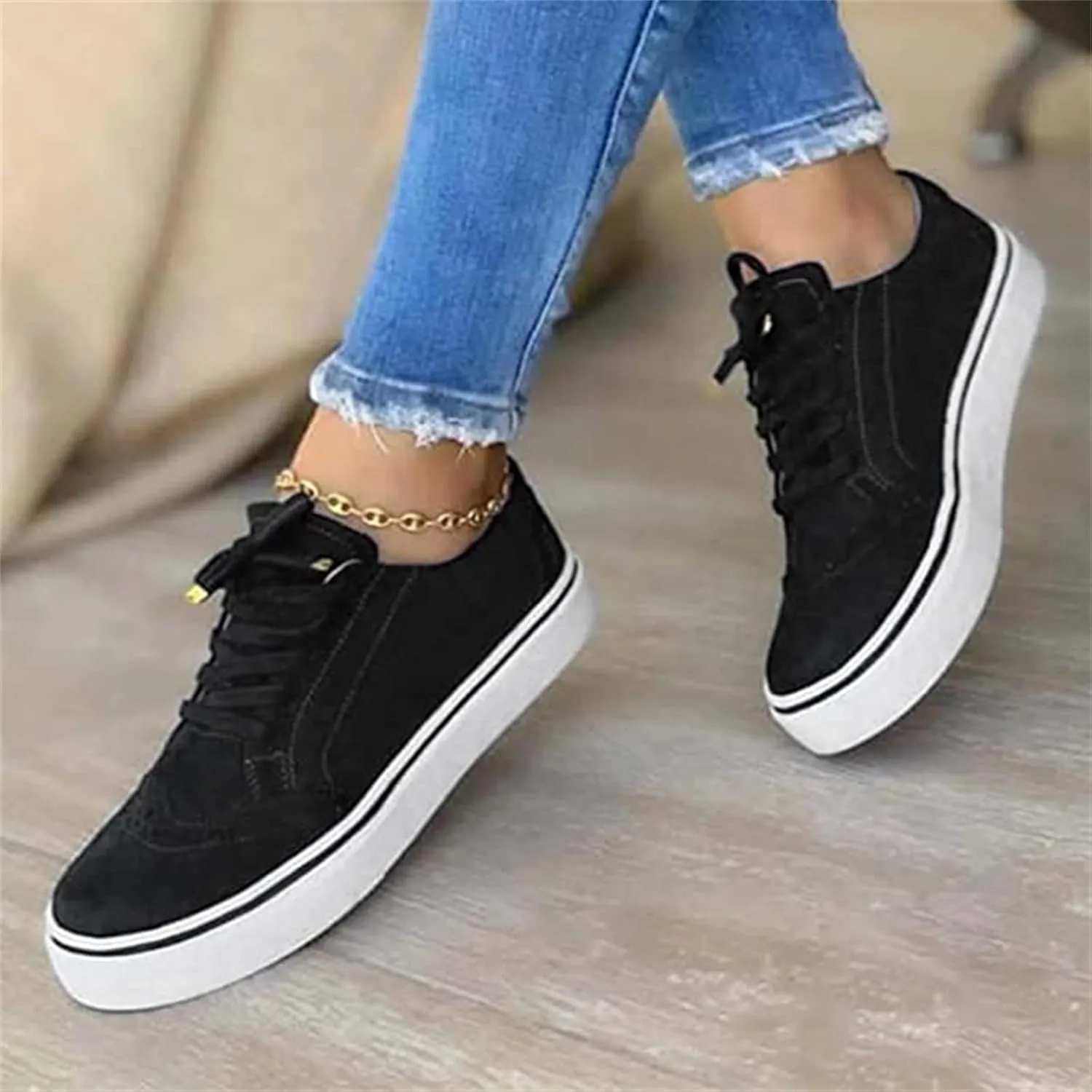 Lausiuoe Sneakers for Women Trendy 2024 Slip on Canvas Shoes Low Top Non Slip Fashion Casual Comfortable Walking Flat Loafers