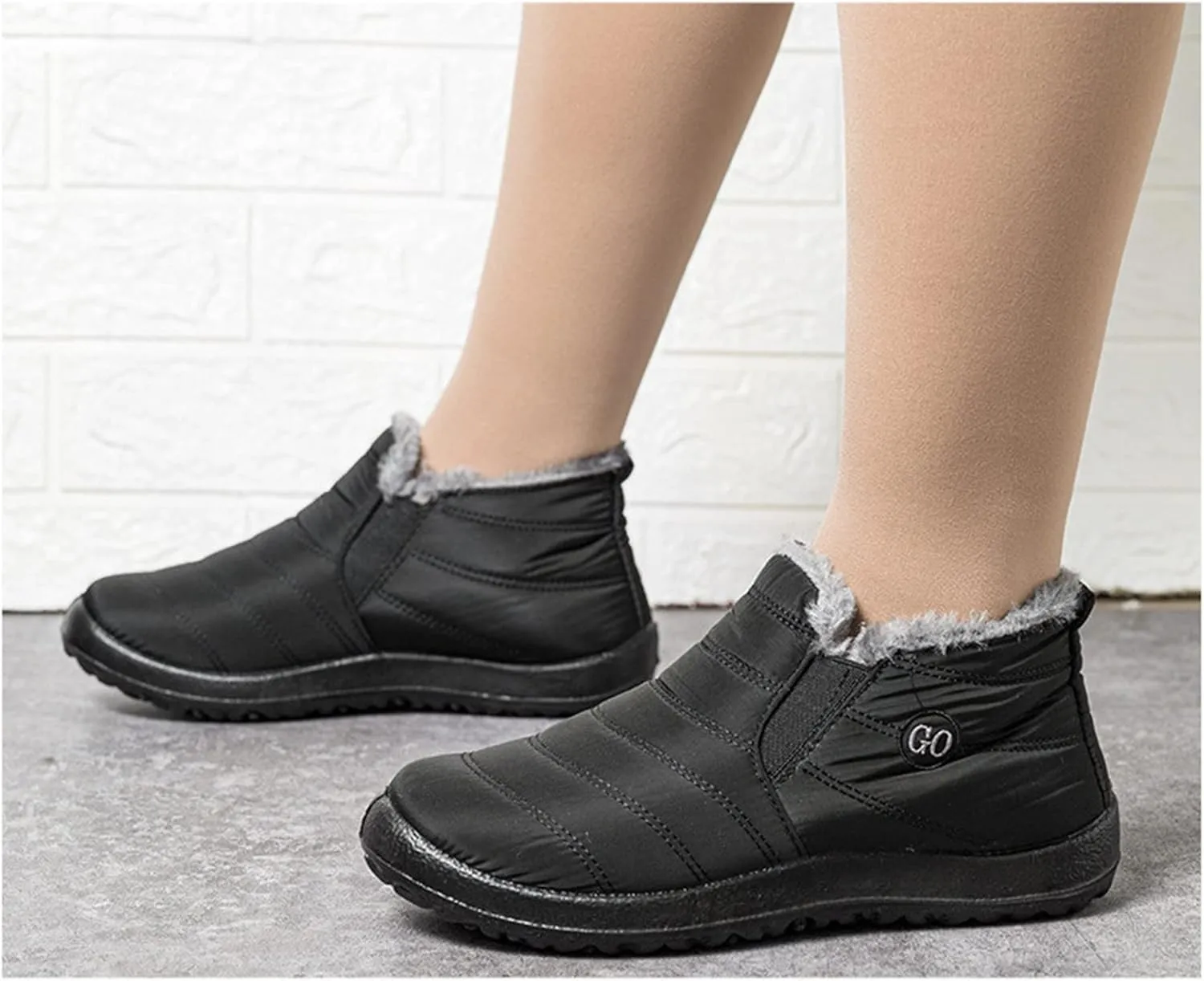 Lausiuoe Snow Boots For Women Waterproof Insulated Wide Width Winter Fur Lined Warm Ankle Booties Slip On Outdoor Shoes